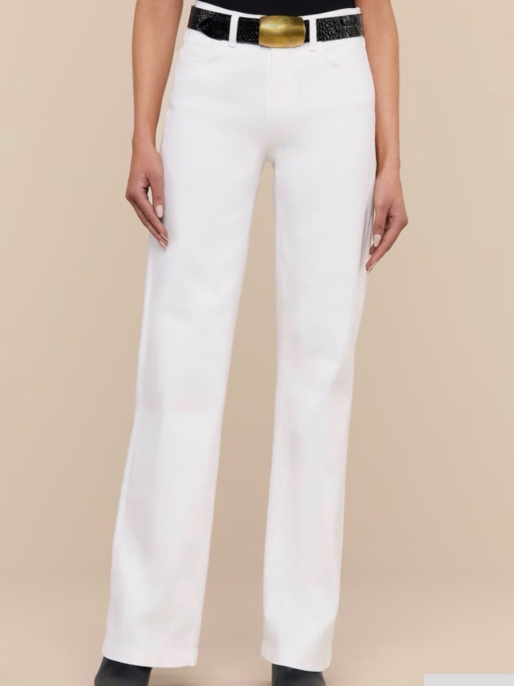 L’Agence White High-Rise Wide- Leg Jeans